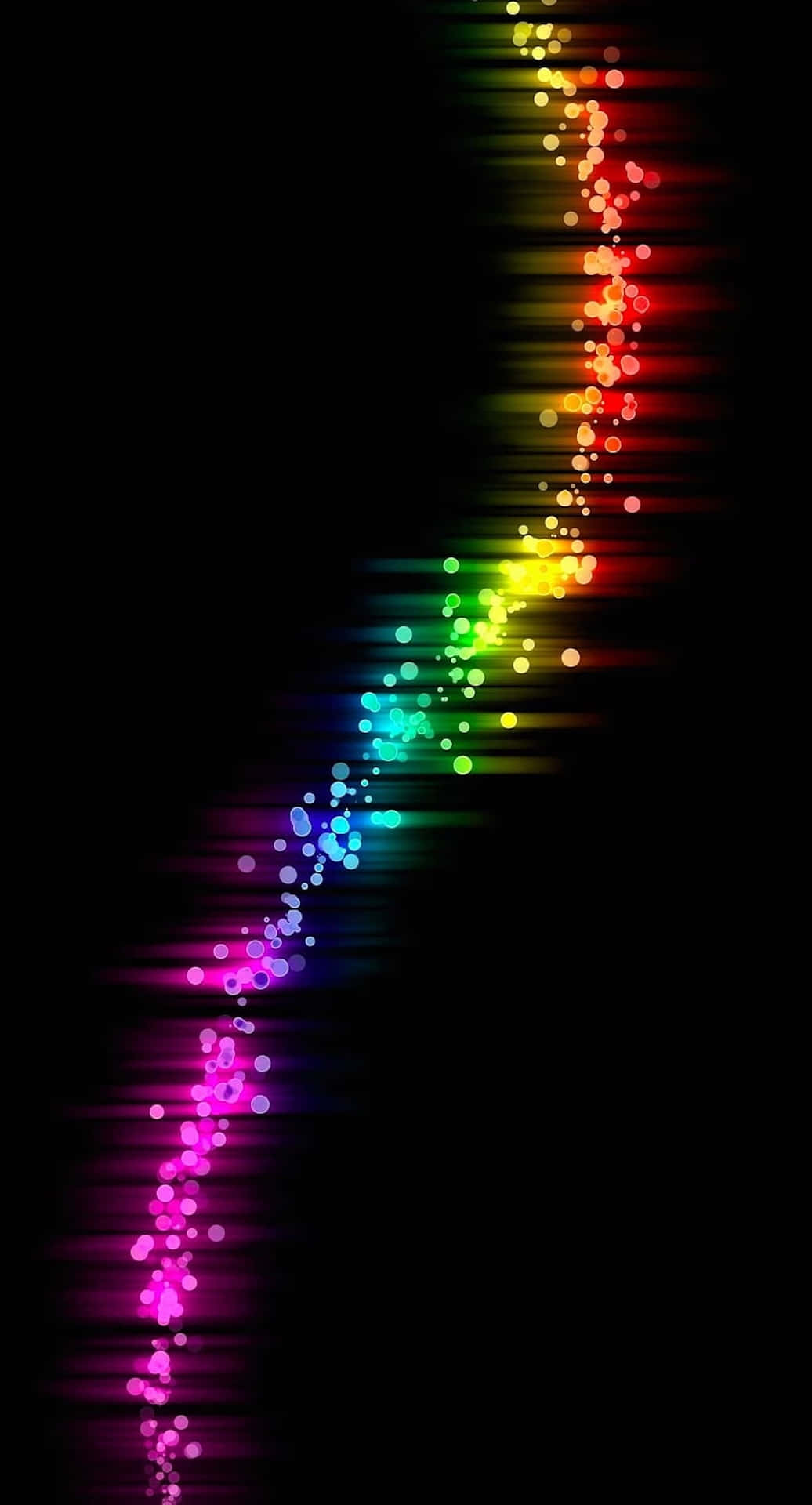 vibrant neon rainbow lights, glowing dots, rainbow trail, Full HD Phone Wallpaper
