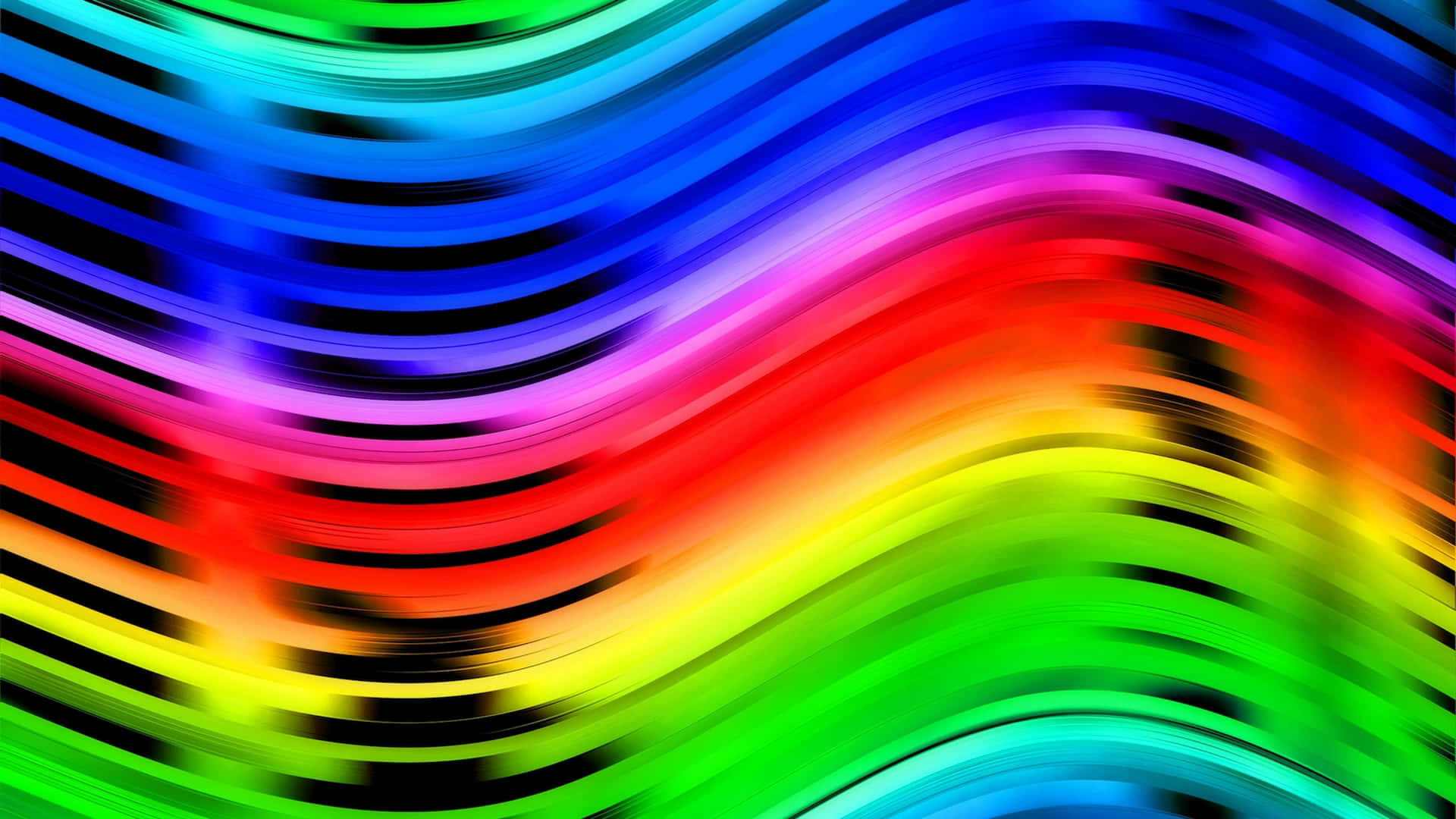 vibrant rainbow waves, bold black stripes, psychedelic motion effect, Full HD Desktop Wallpaper