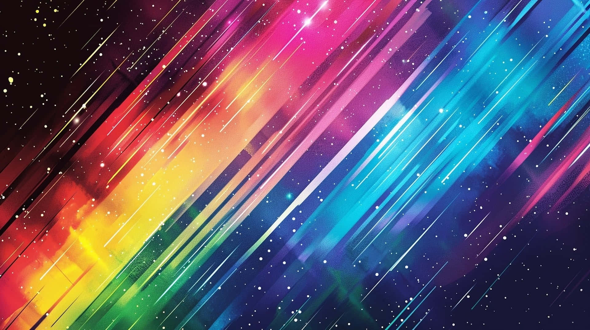 Vibrant Space Rainbow, rainbow light, starry cosmic void, Full HD Desktop Wallpaper