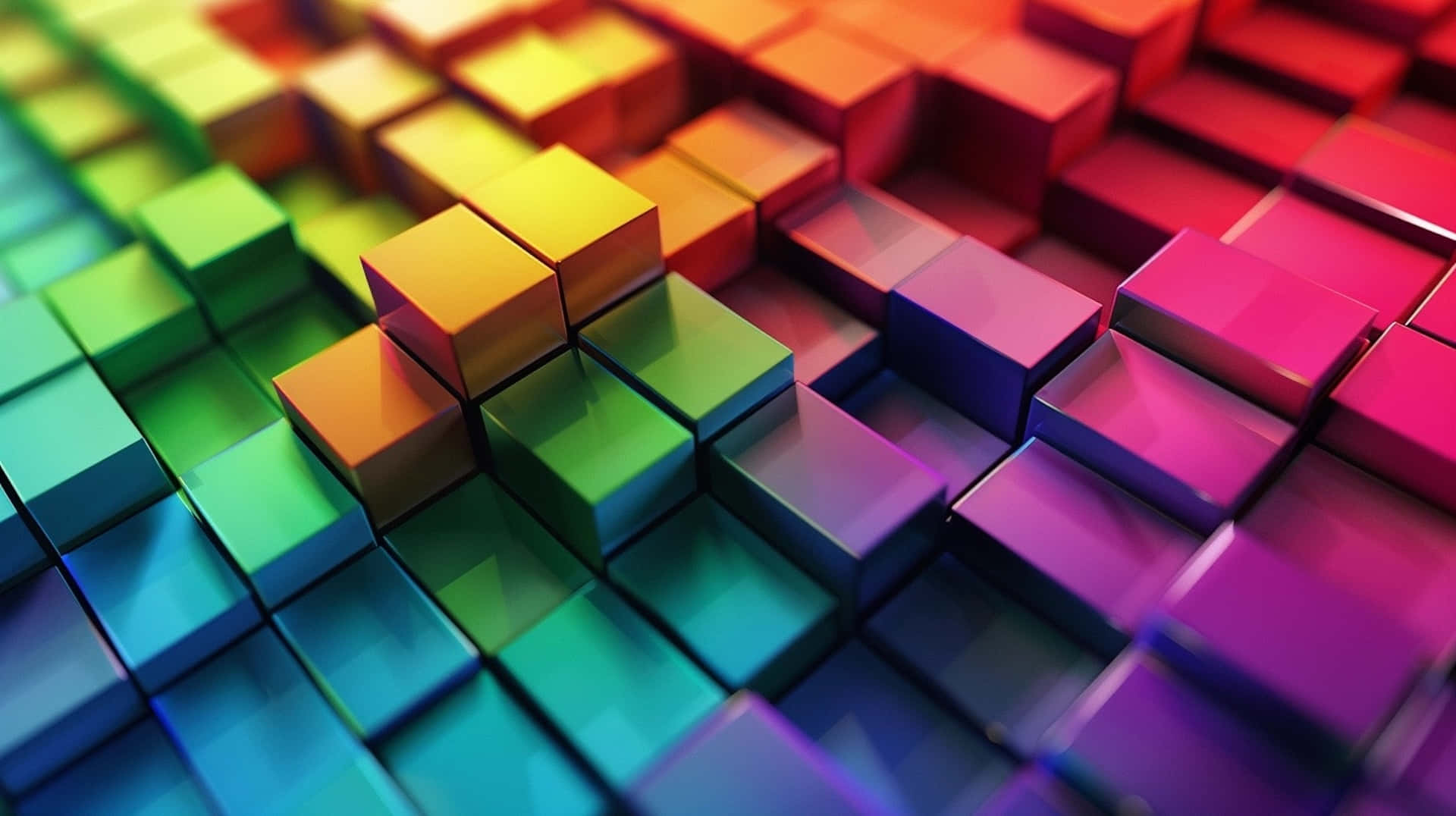 colorful3 D cubes, rainbow gradient, glossy cubes, Full HD Desktop Wallpaper