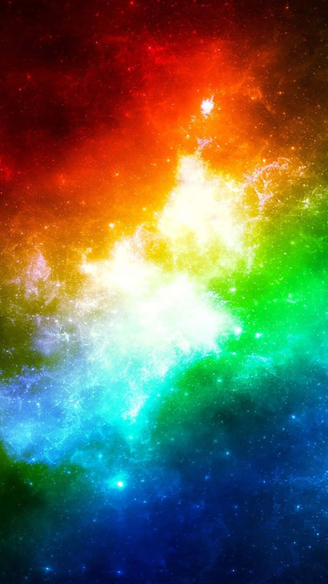 cosmic nebula, rainbow hues, red orange yellow green blue and violet, Full HD Phone Wallpaper