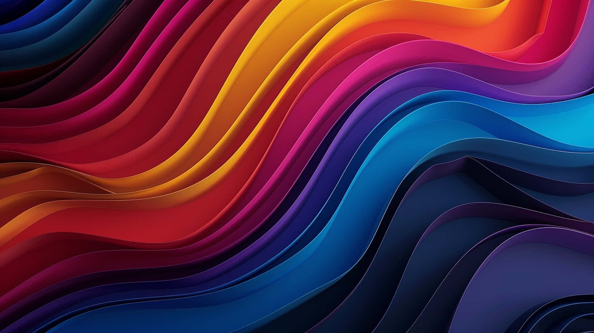 vibrant rainbow waves, wavy ribbons of color, seamless gradient, Full HD Desktop Wallpaper