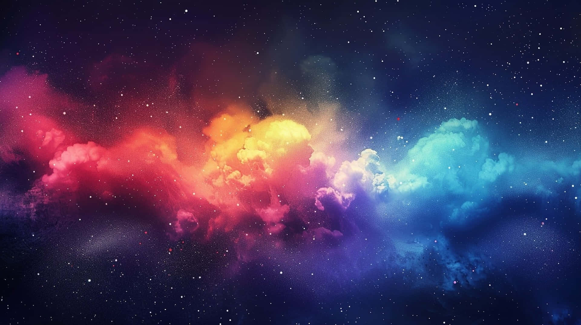 Cosmic Rainbow Nebula, fiery reds, yellows, Full HD Desktop Wallpaper