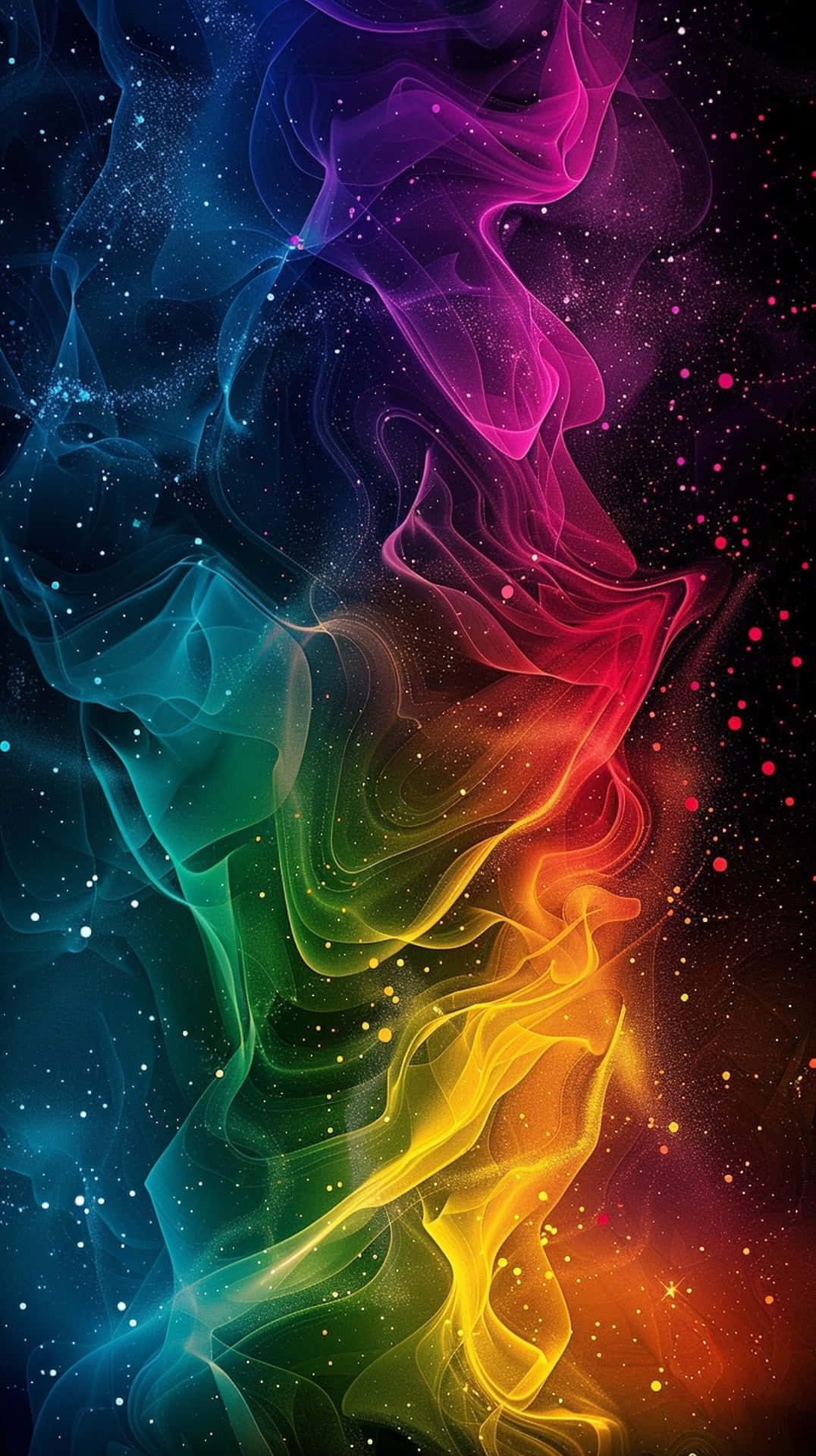 Cosmic Rainbow Smoke Art, rainbow smoke, starry cosmic void, Full HD Phone Wallpaper