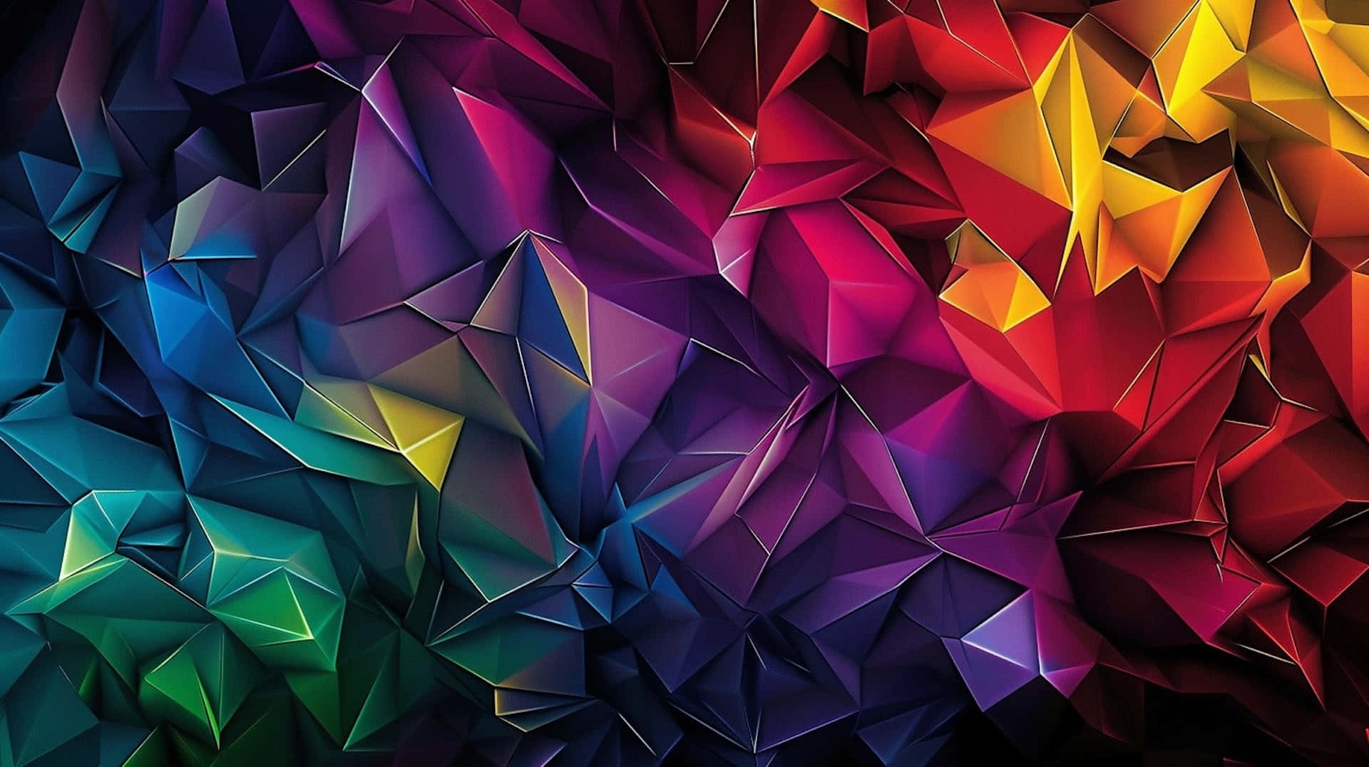 abstract colorful polygonal rainbow, vibrant, sharp polygonal facets, Full HD Desktop Wallpaper