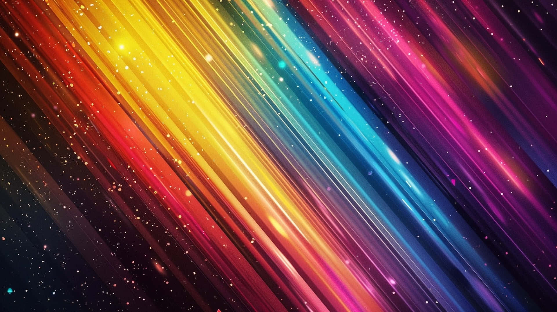 rainbow hues, diagonal light streaks, starry cosmic void, Full HD Desktop Wallpaper