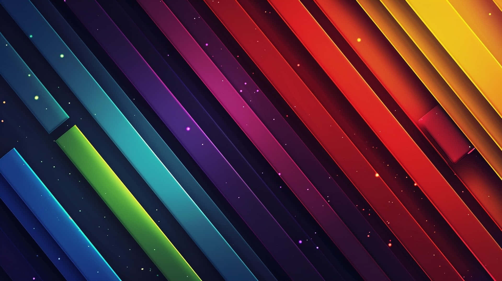 abstract rainbow stripes, starry cosmic background, glowing particles, Full HD Desktop Wallpaper