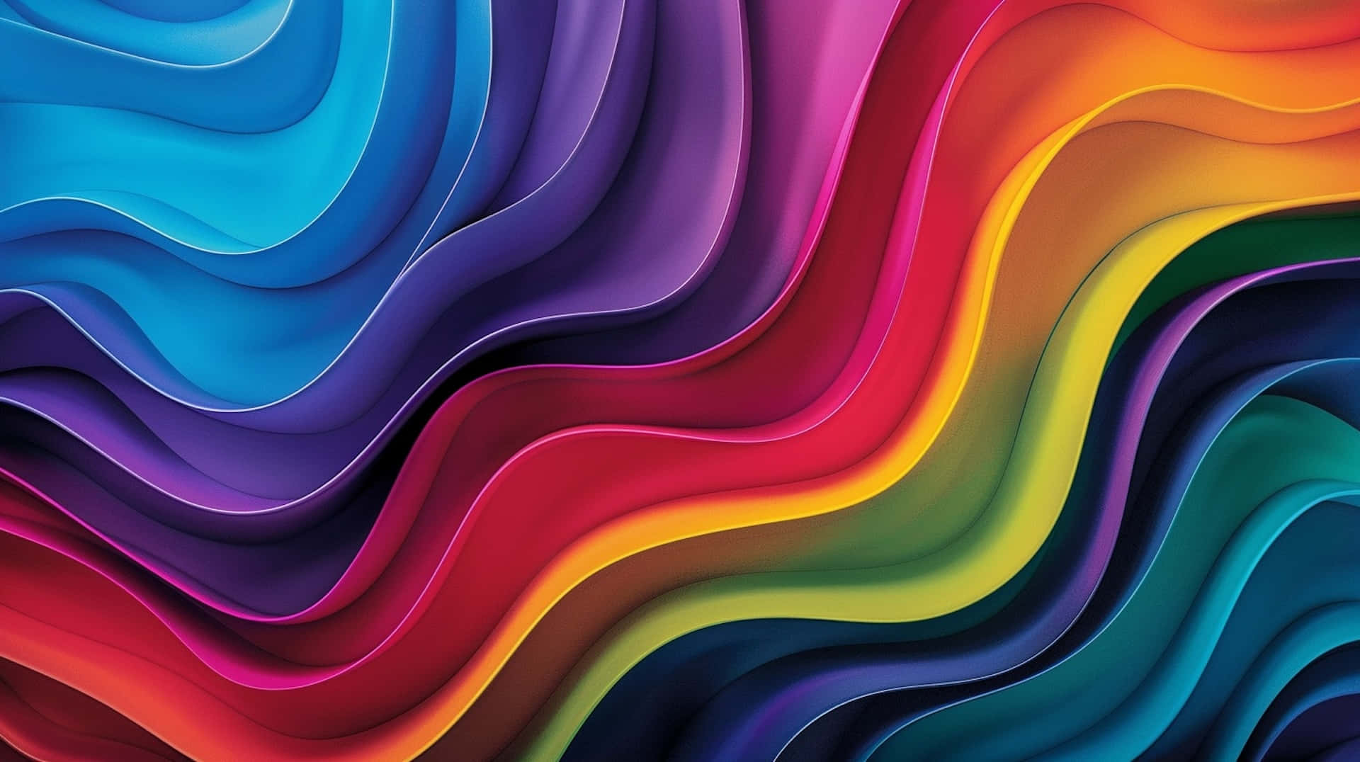 vibrant rainbow, wavy ribbons, seamless gradient, Full HD Desktop Wallpaper