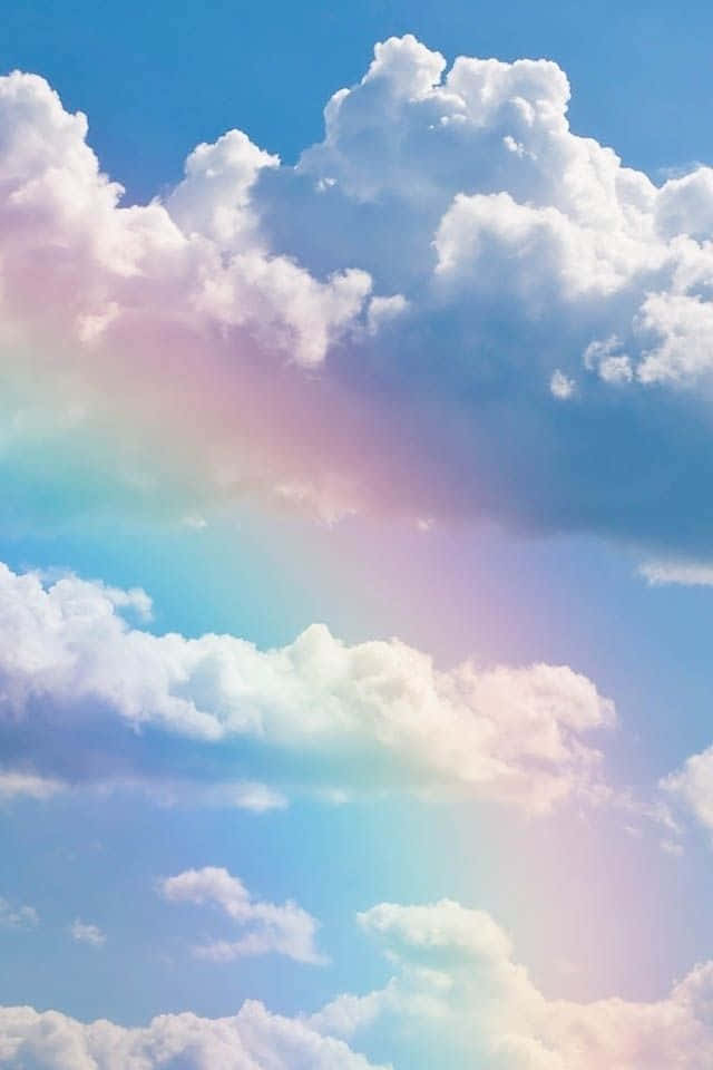 cute rainbow, clouds, fluffy white clouds, SD Phone Wallpaper