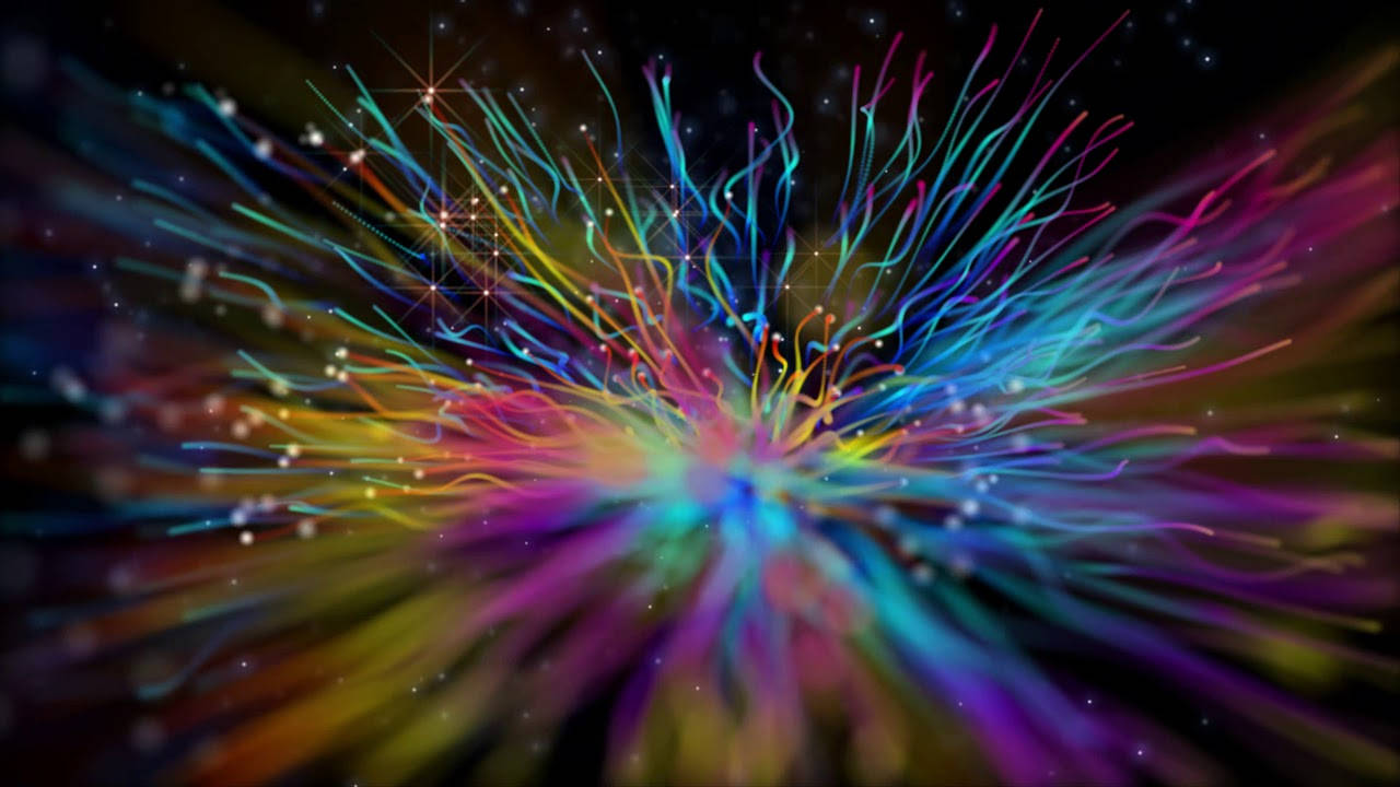 Interactive Rainbow Spark, rainbow colors, starry black void, HD Desktop Wallpaper