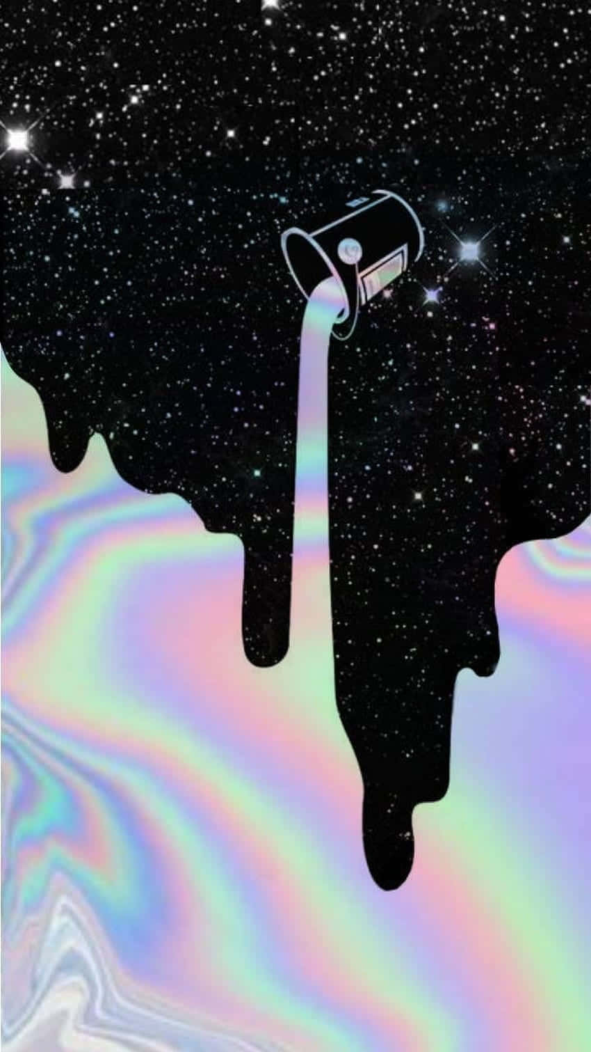 cosmic bucket, glittering stars, flowing iridescent liquid, HD Phone Wallpaper