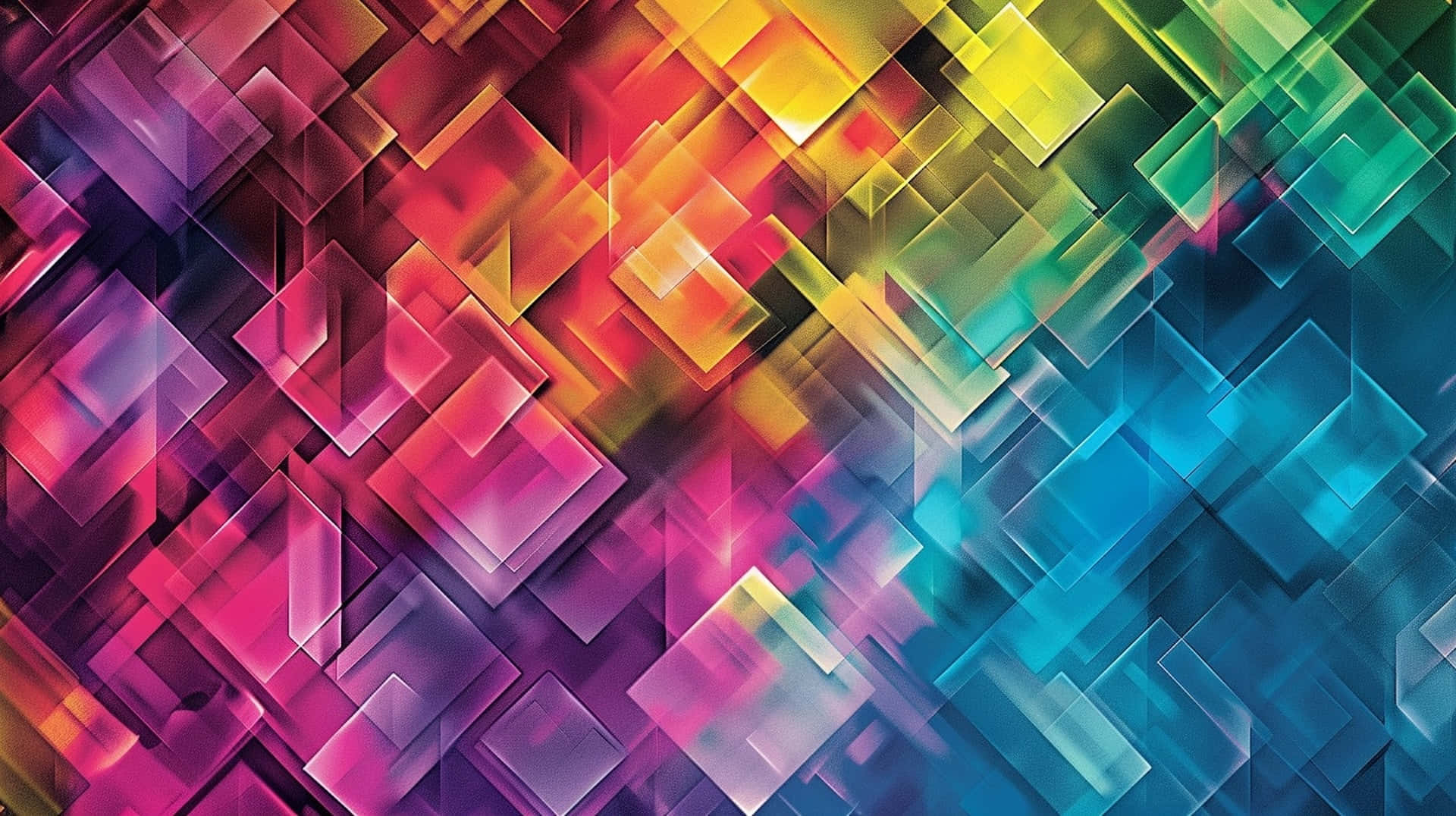 abstract rainbow cubes, rainbow hues, translucent squares, Full HD Desktop Wallpaper