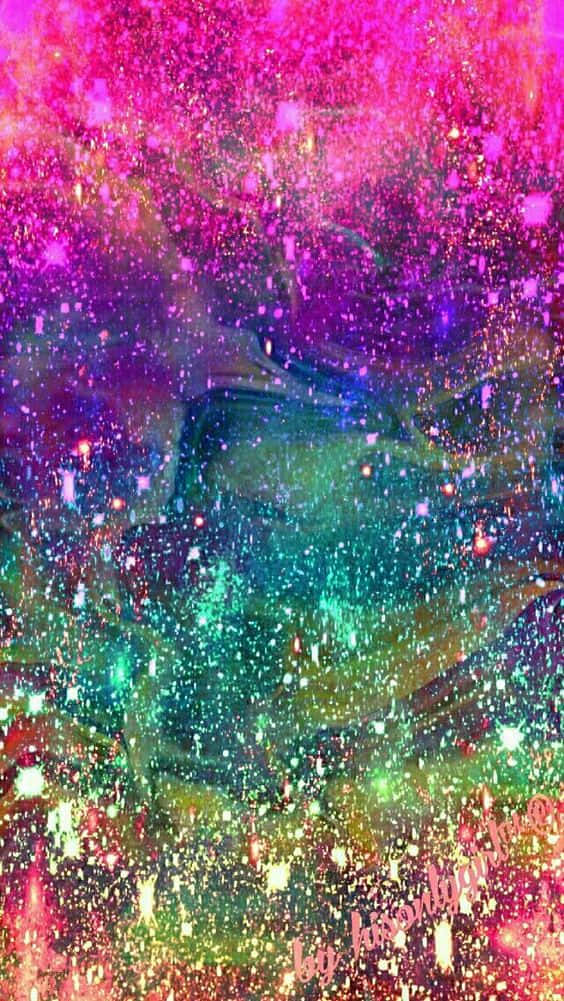 rainbow glitter, cosmic nebula, electric pink, SD Phone Wallpaper