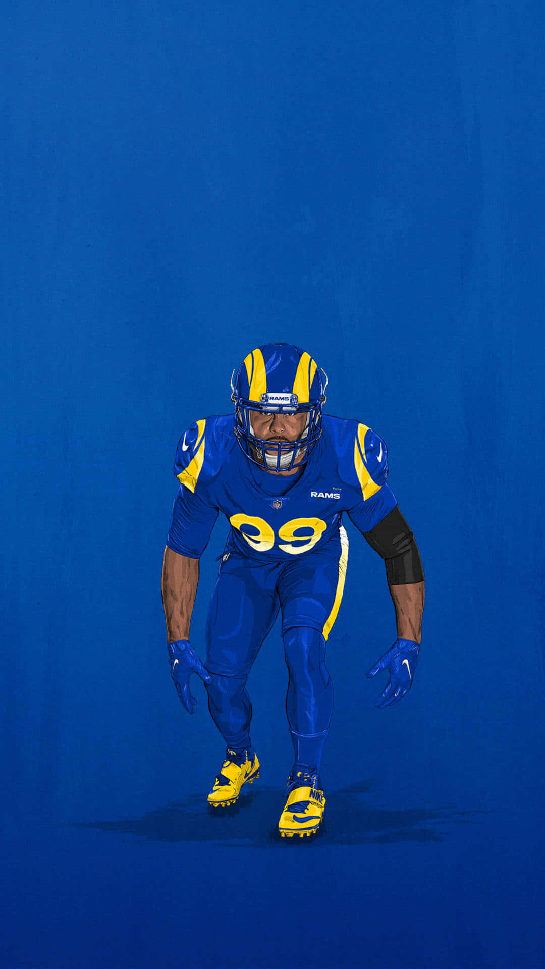 Rams, blue background, blue and yellow Rams gear, Full HD Phone Wallpaper