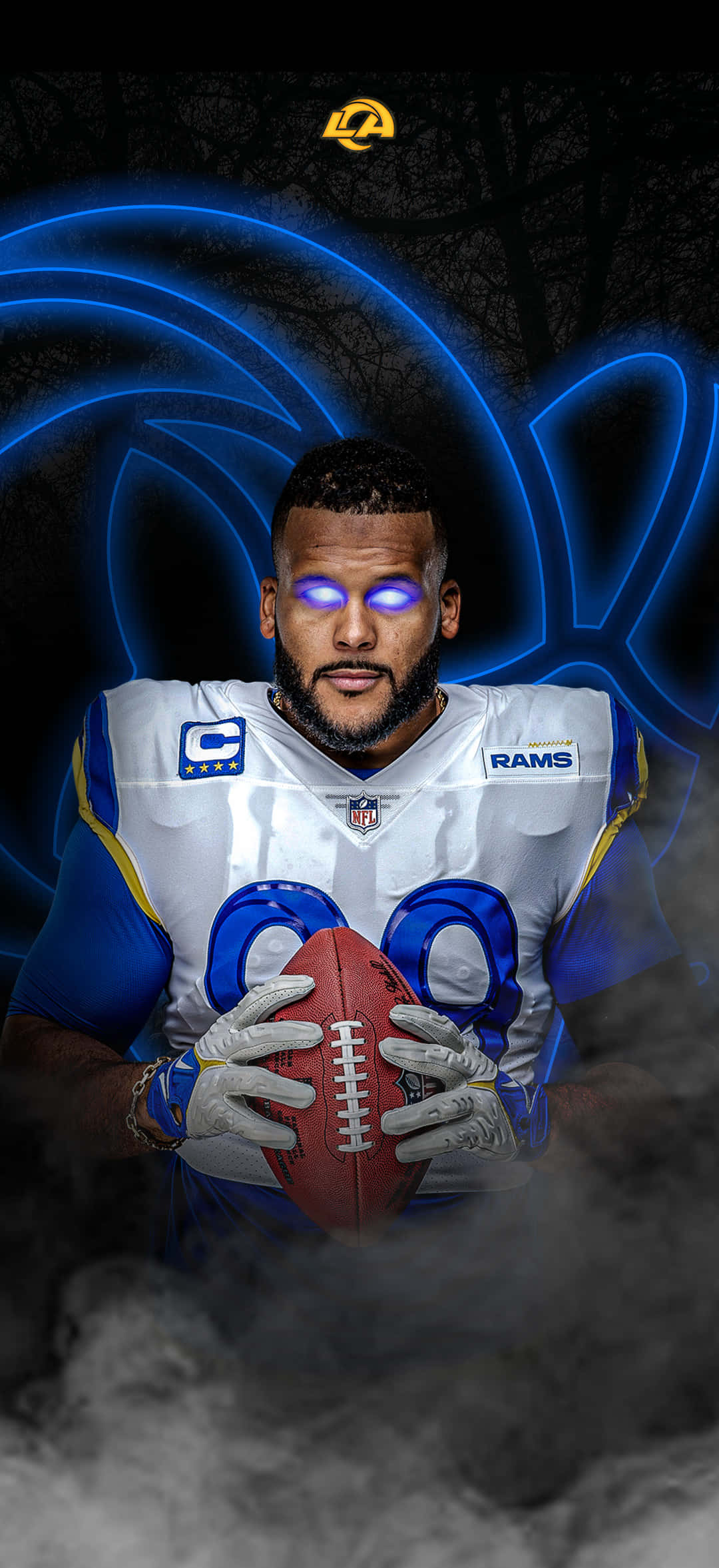 Rams jersey, glowing blue eyes, neon blue energy swirls, Full HD Phone Wallpaper