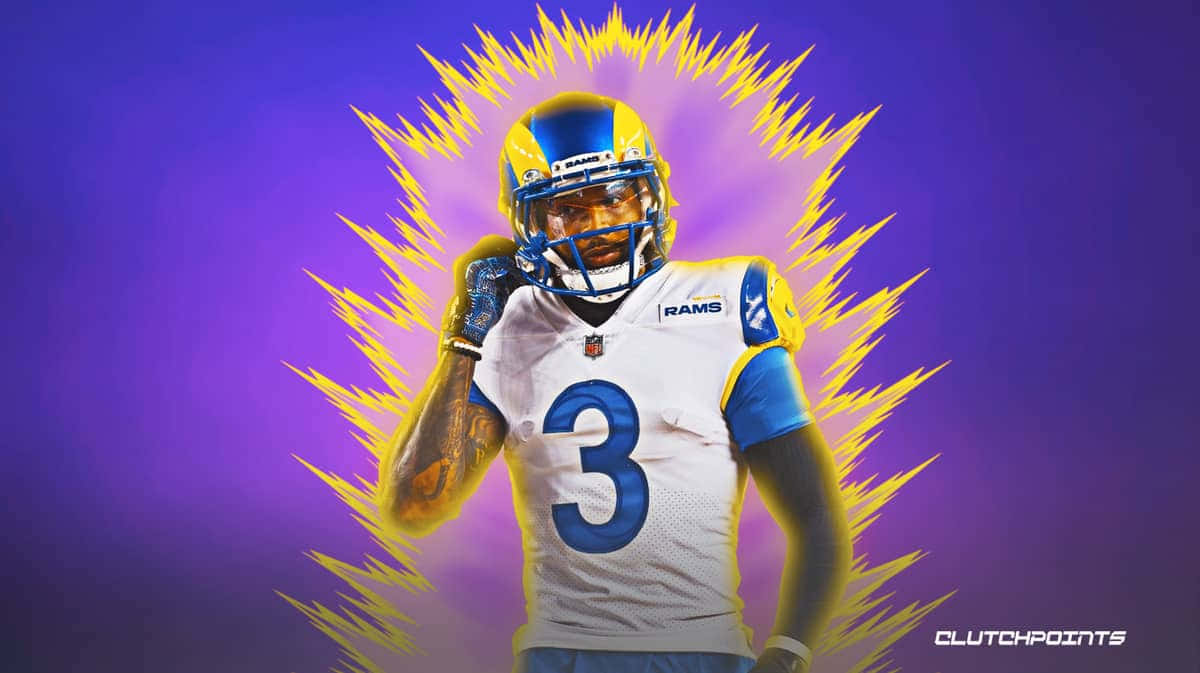 Rams, number 3, vibrant purple background, SD Desktop Wallpaper