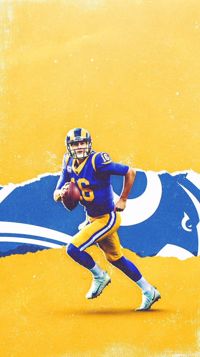 Rams, blue and gold uniform, torn yellow and blue background, SD Phone Wallpaper