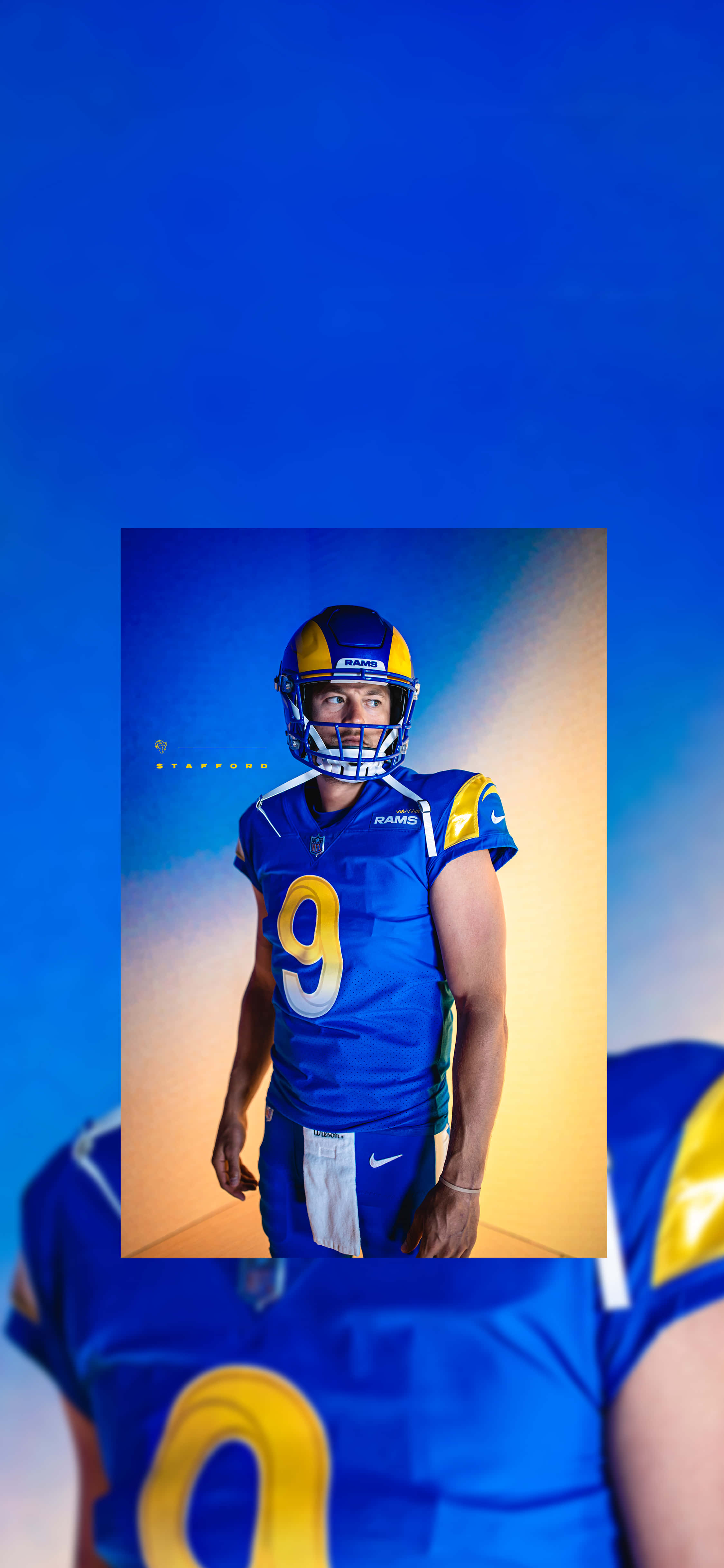 Rams, blue and yellow Rams jersey, number 9, 4K Phone Wallpaper