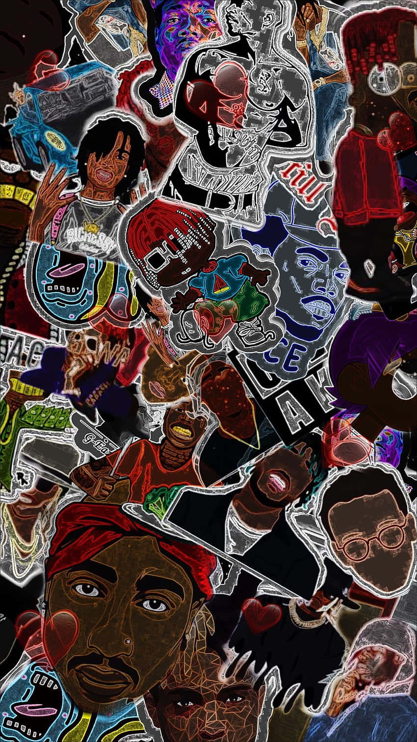 Cool Rap, graffiti-style stickers, hip-hop artists, HD Phone Wallpaper