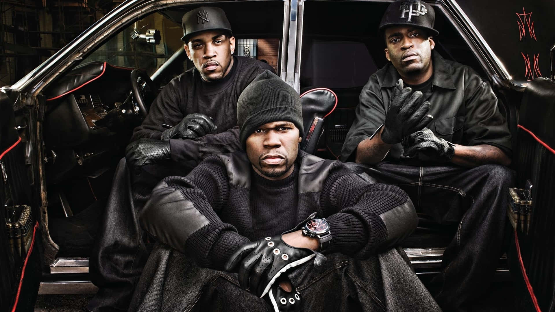 Cool Rap, black leather, caps, Full HD Desktop Wallpaper