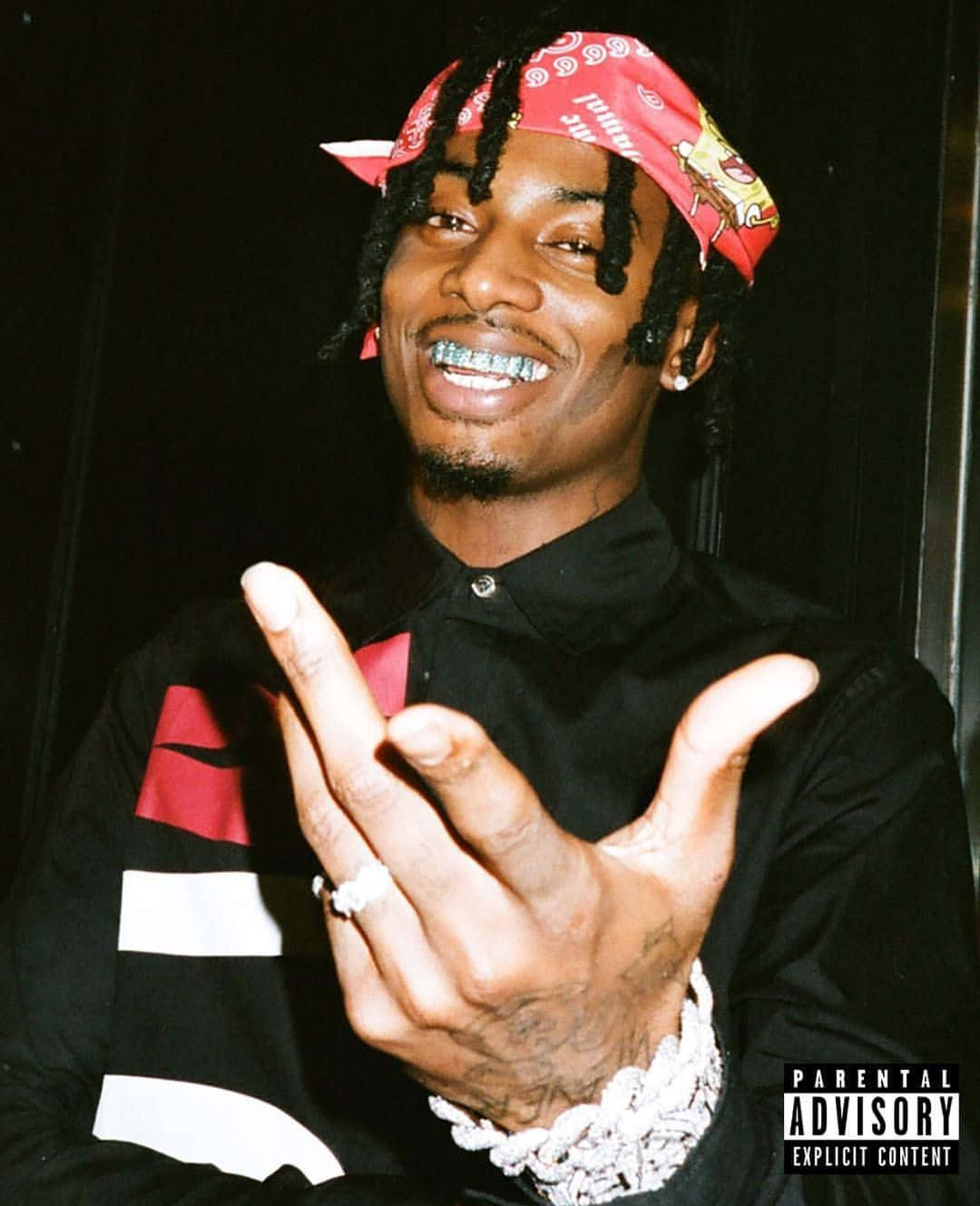 cool rap, red bandana, black shirt with red and white stripes, HD Phone Wallpaper