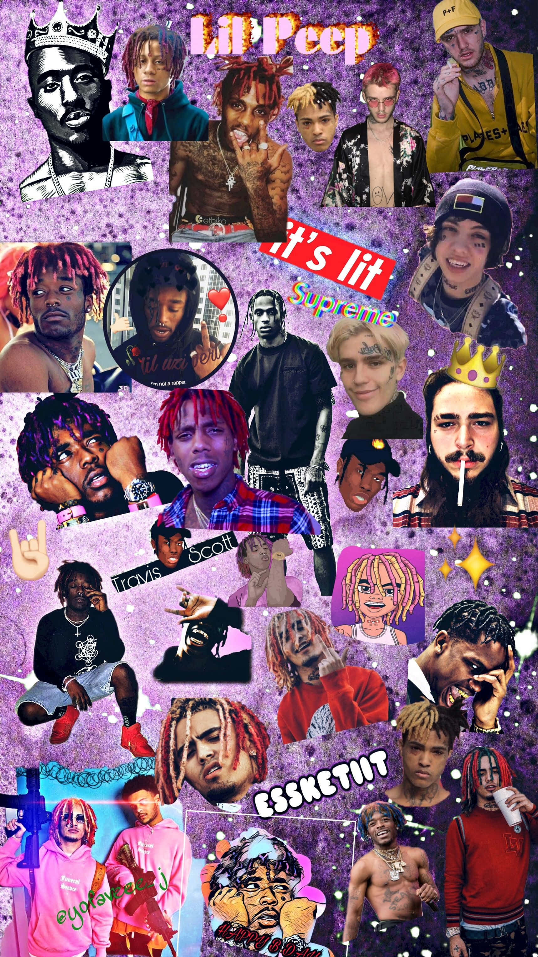 Cool Rapper, vibrant purple glitter background, hip hop artists, 2K Phone Wallpaper