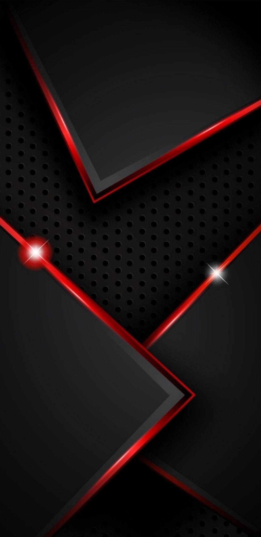 Vivid Red and Black Display, geometric black panels, glowing red edges, Full HD Phone Wallpaper