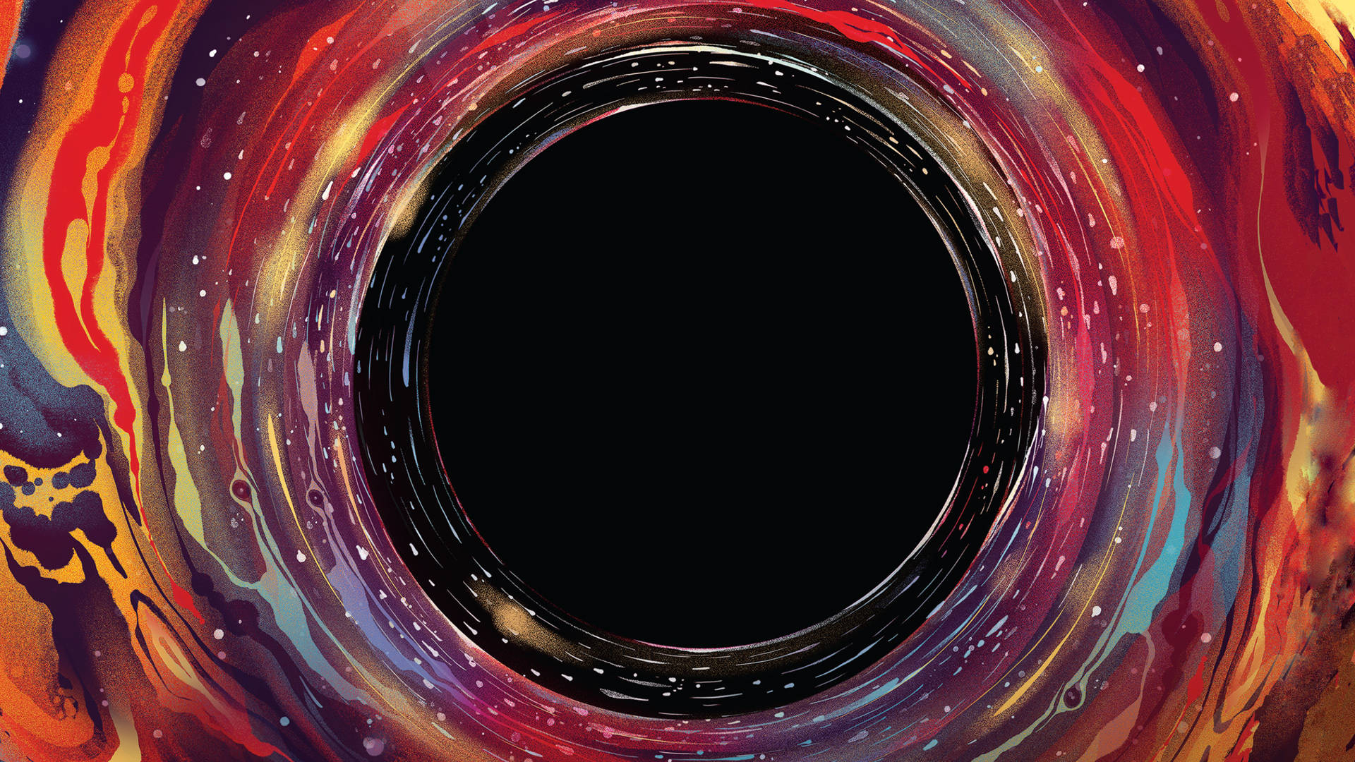 black hole, fiery reds, golds, Full HD Desktop Wallpaper