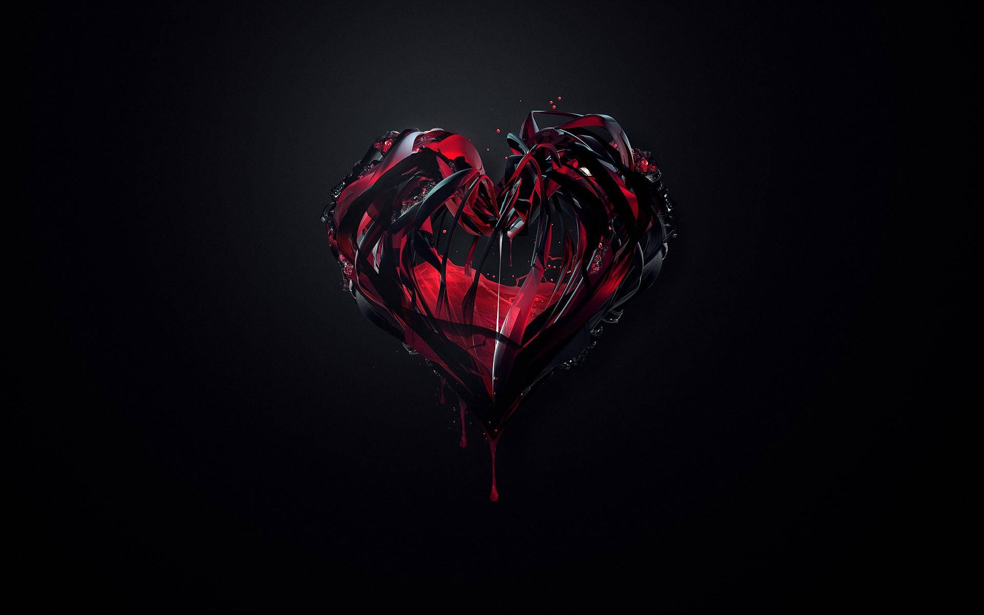 crimson heart, dripping liquid, jagged edges, Full HD Desktop Wallpaper
