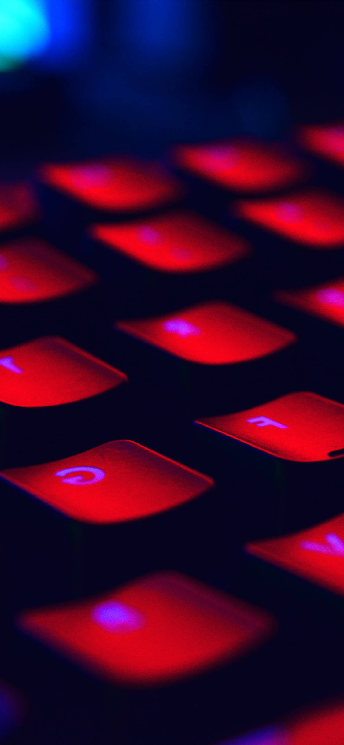pure red keyboard, glowing red backlit keyboard keys, dark ambient lighting, Full HD Phone Wallpaper