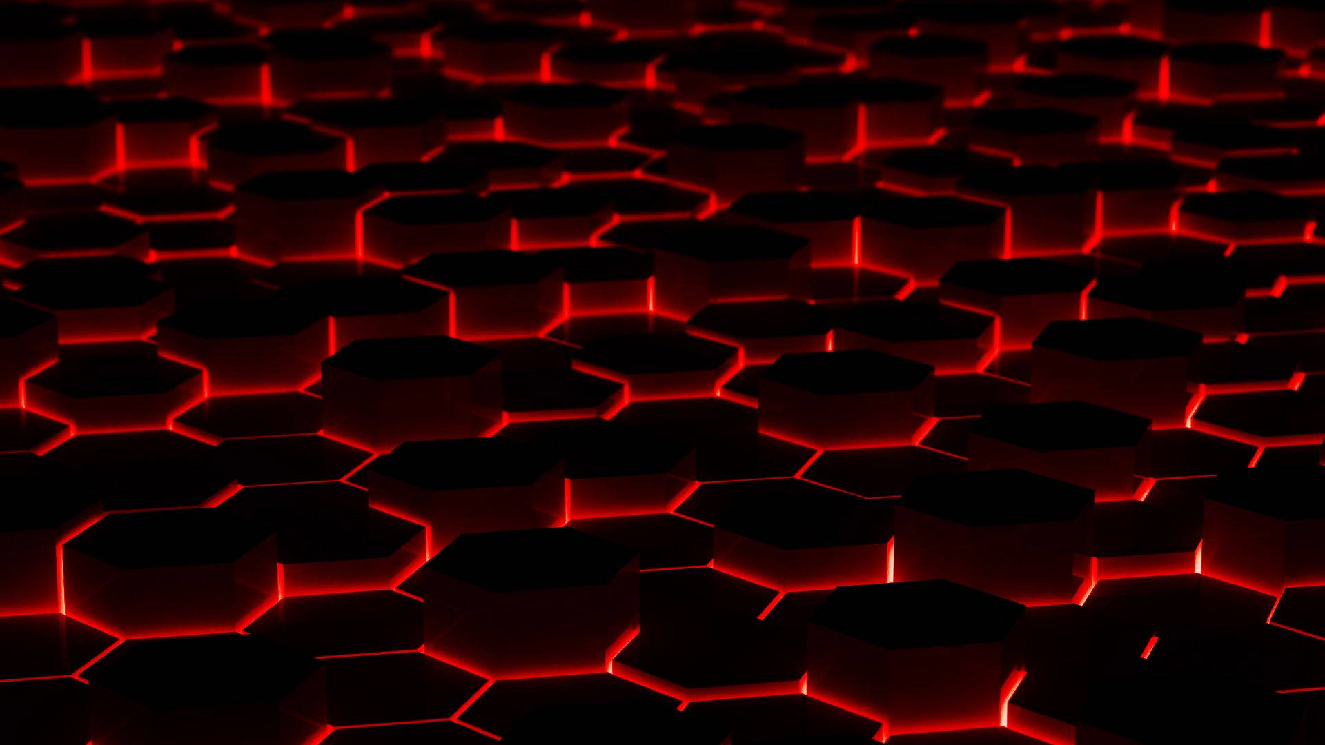 glowing red hexagons, dark repeating grid, sharp edges, Full HD Desktop Wallpaper