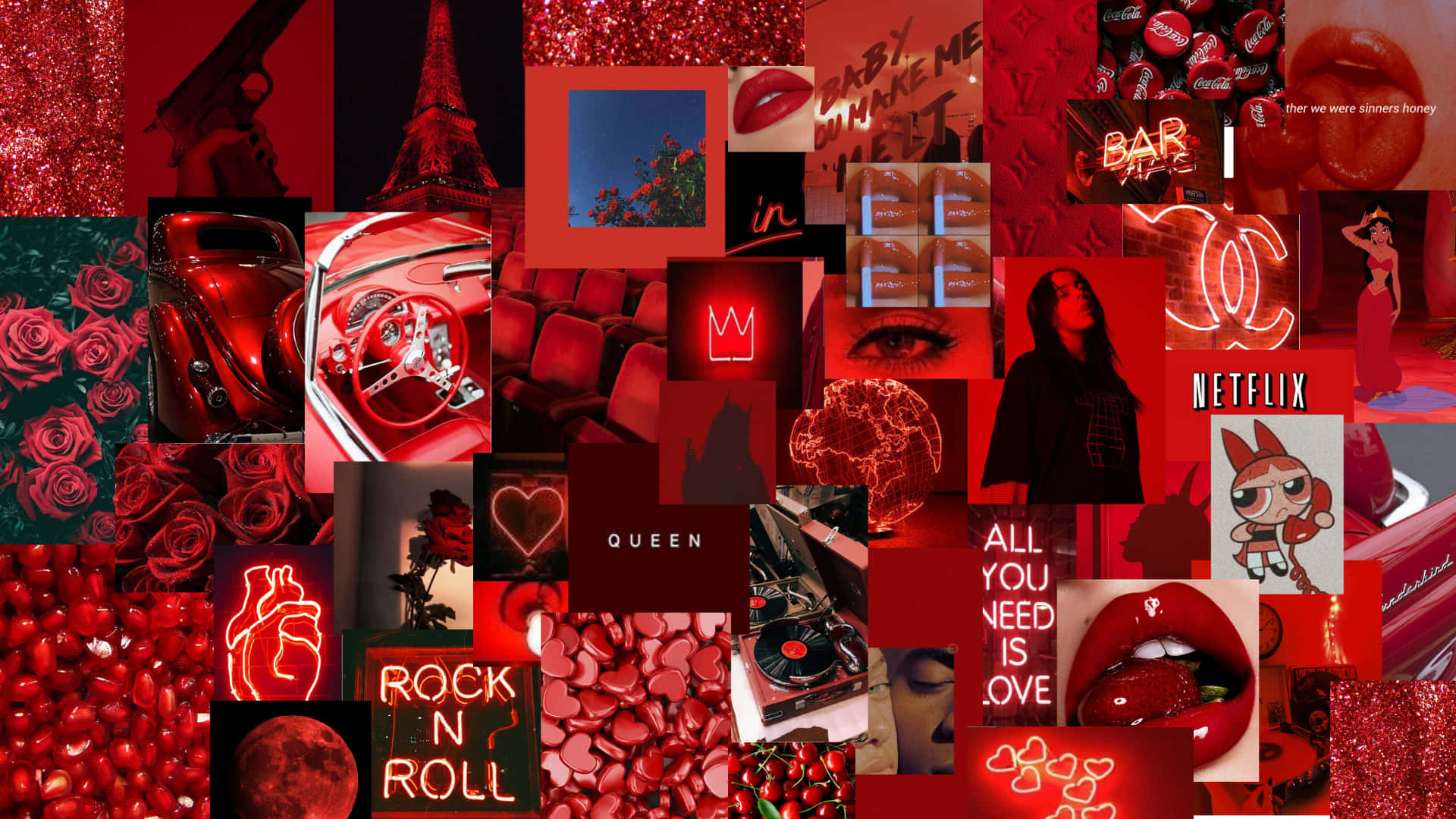red, roses, vintage cars, Full HD Desktop Wallpaper