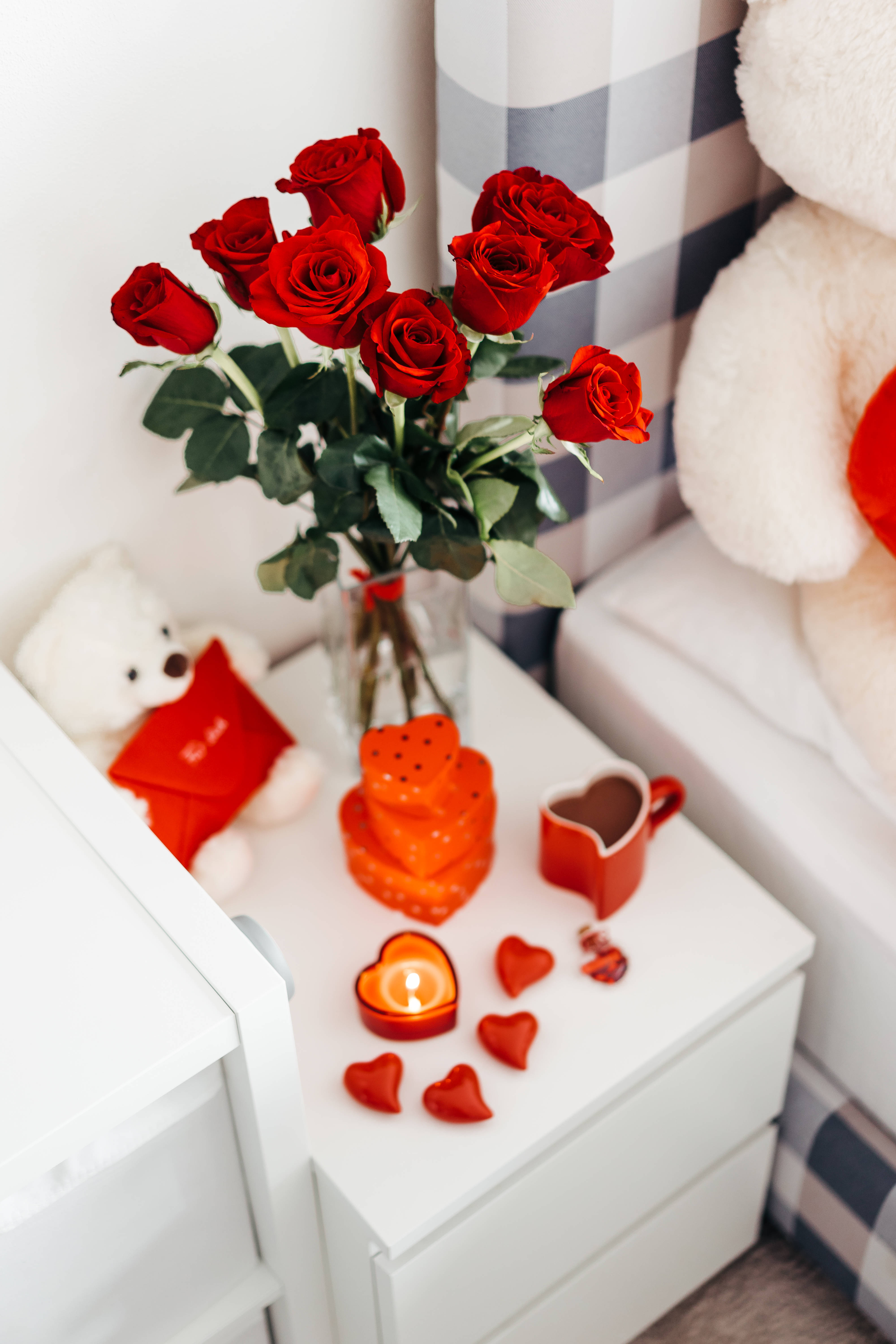 vibrant red, abstract background, red roses, 5K Phone Wallpaper
