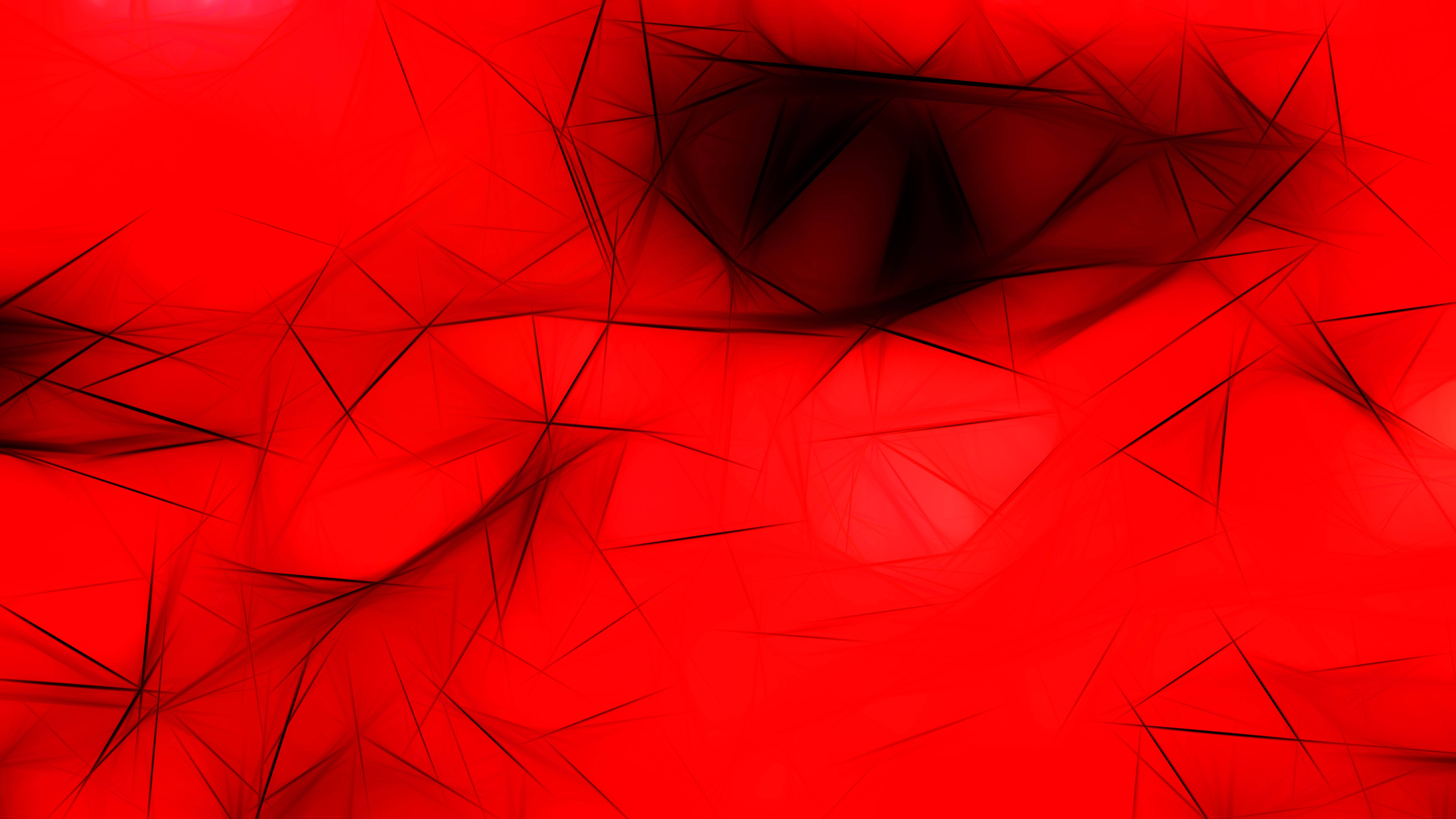 Cool Red, black geometric lines, triangular shapes, 8K Desktop Wallpaper