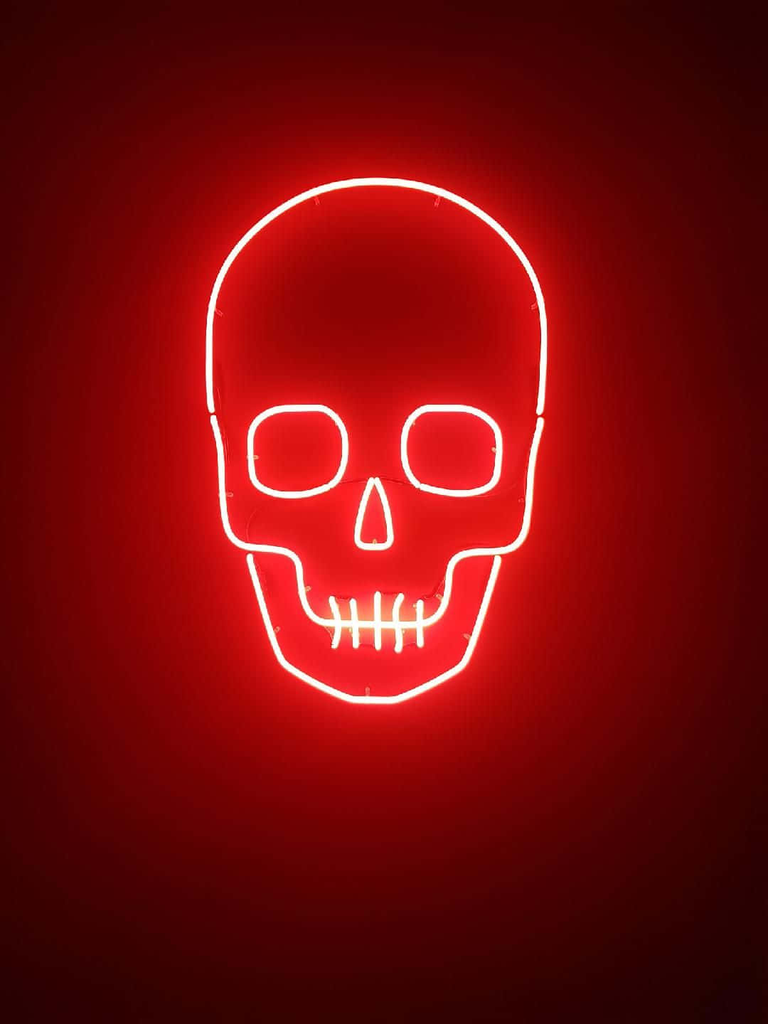 neon red aesthetic, red neon skull outline, glowing red neon, HD Phone Wallpaper
