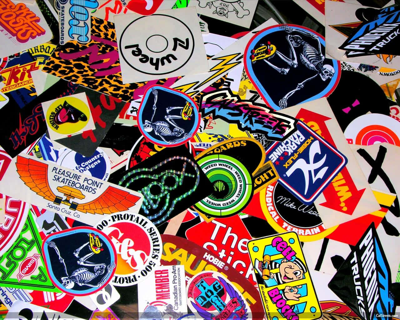 Cool Retro, skateboard stickers, skulls, HD Desktop Wallpaper
