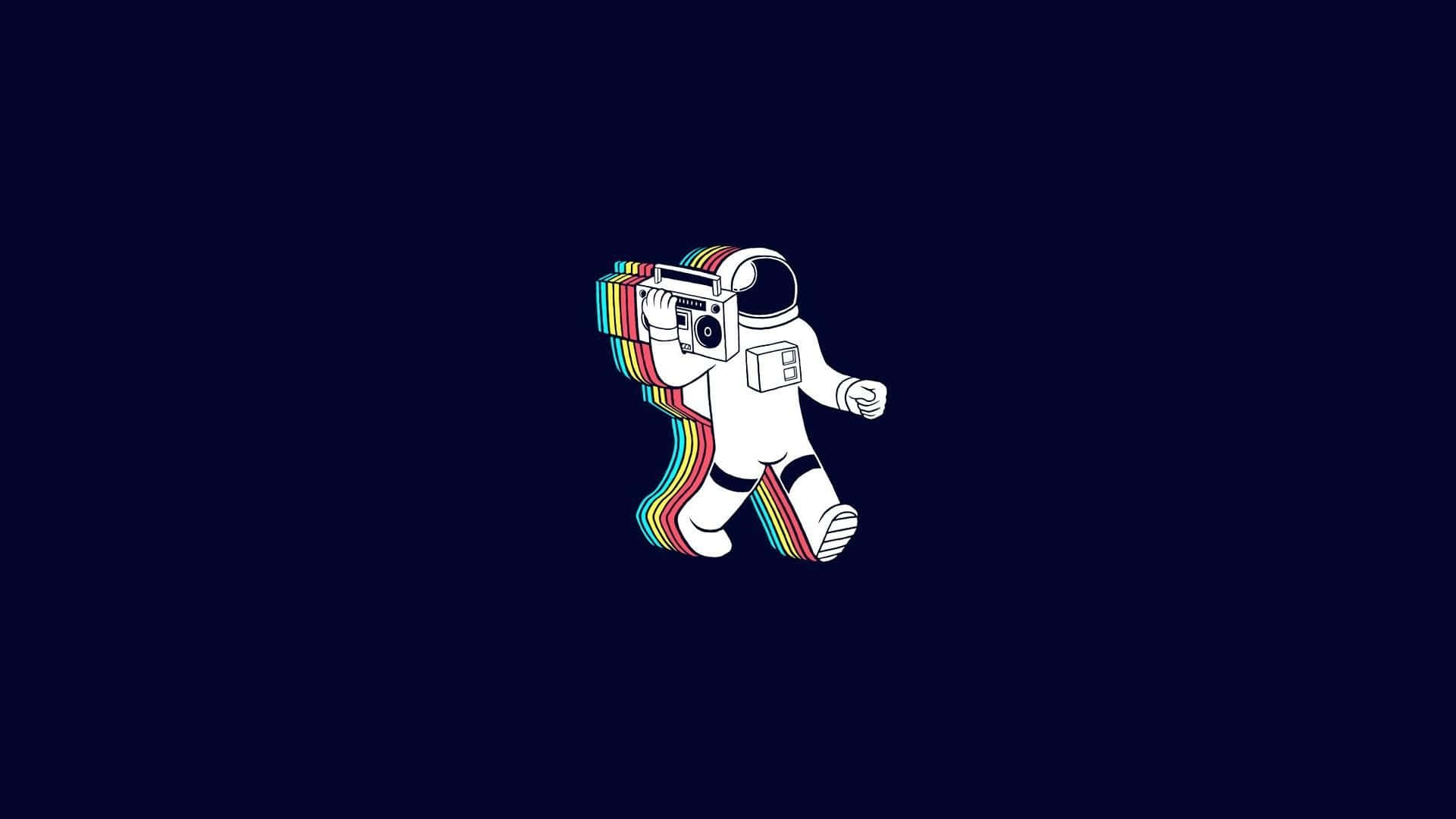 Cool Retro, astronaut, dark blue background, Full HD Desktop Wallpaper