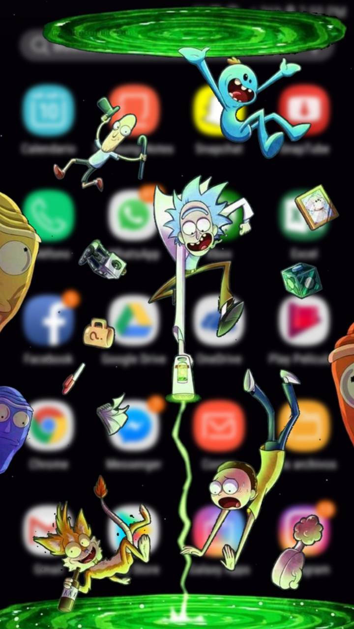 Rick and Morty, green portal, smartphone app background, HD Phone Wallpaper
