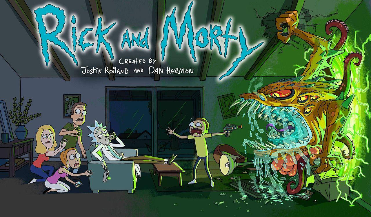 Rick and Morty, portal monster, giant glowing alien monster, HD Desktop Wallpaper
