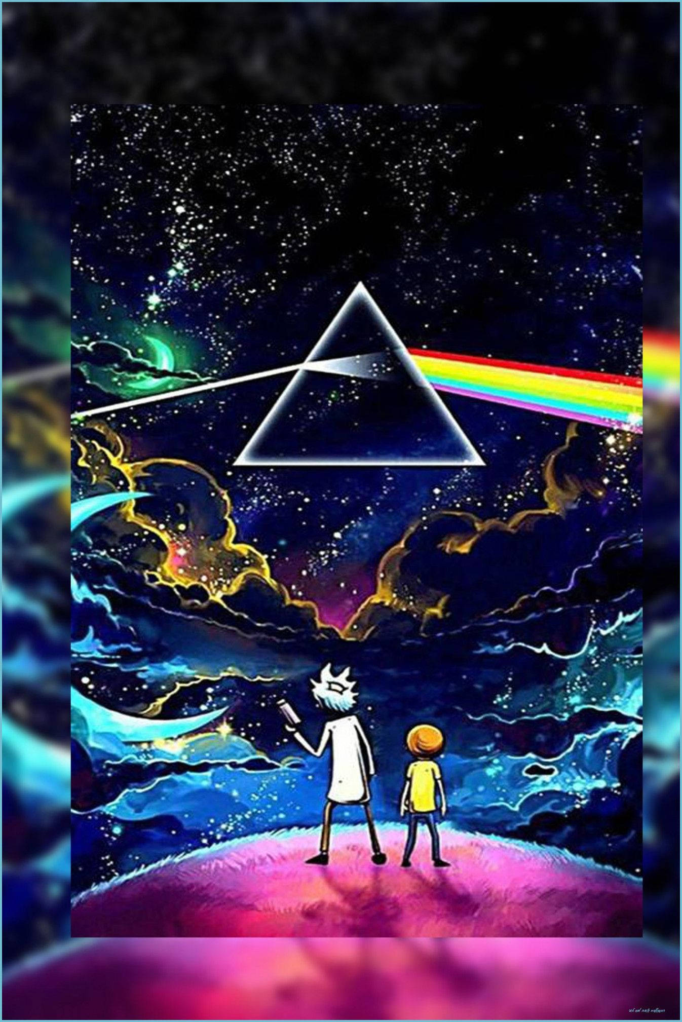 Rick and Morty, rainbow, pink planet, Full HD Phone Wallpaper