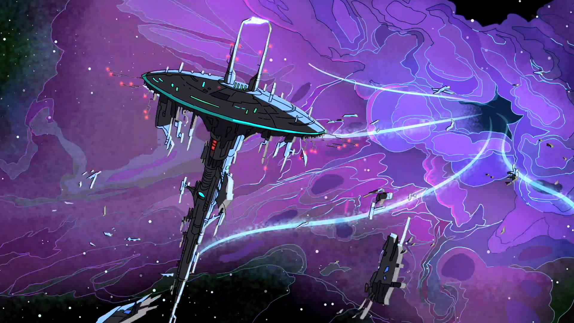 Rick And Morty, violet portal, purple nebulae, Full HD Desktop Wallpaper