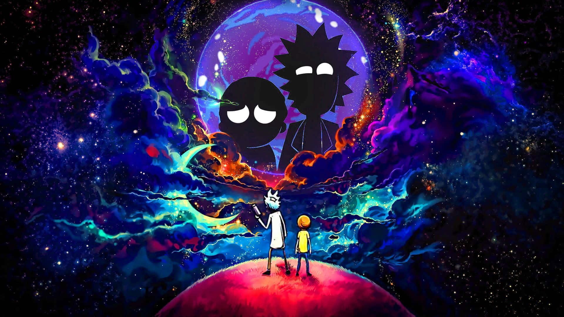 Rick and Morty, red planet, cosmic nebula, Full HD Desktop Wallpaper