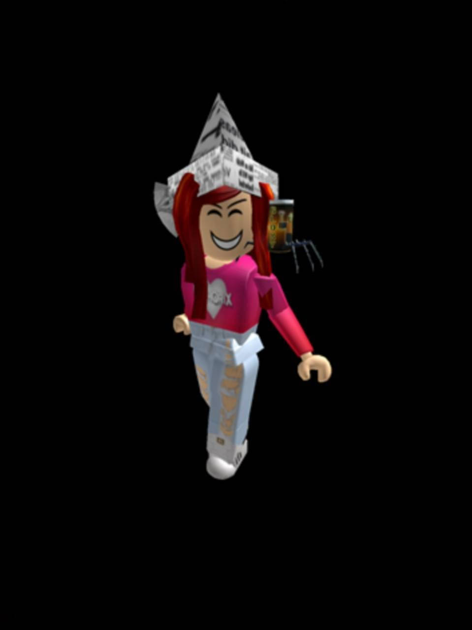 Roblox, red hair, newspaper hat, HD Phone Wallpaper