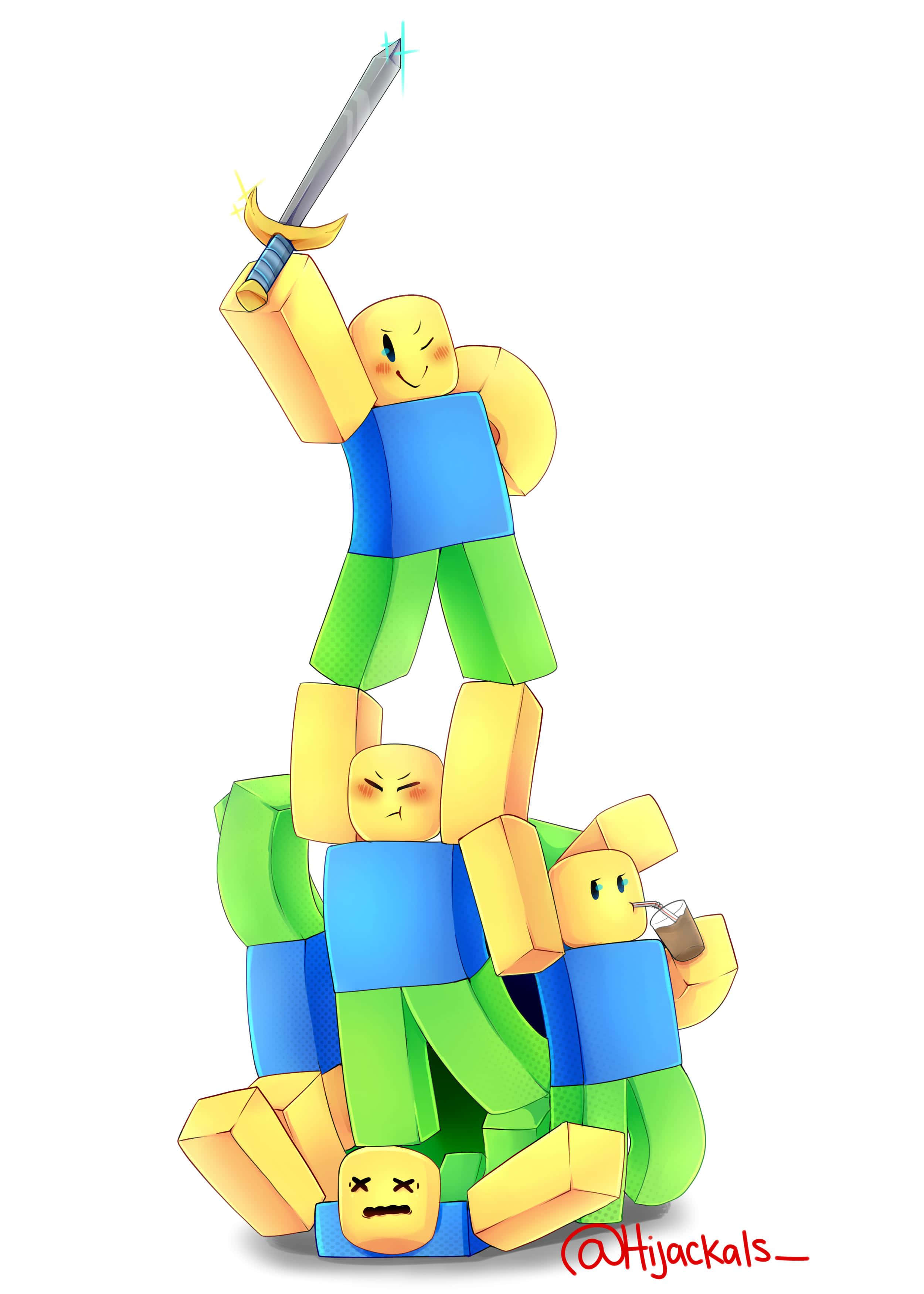 Roblox-style, blocky, pyramid, 2K Phone Wallpaper