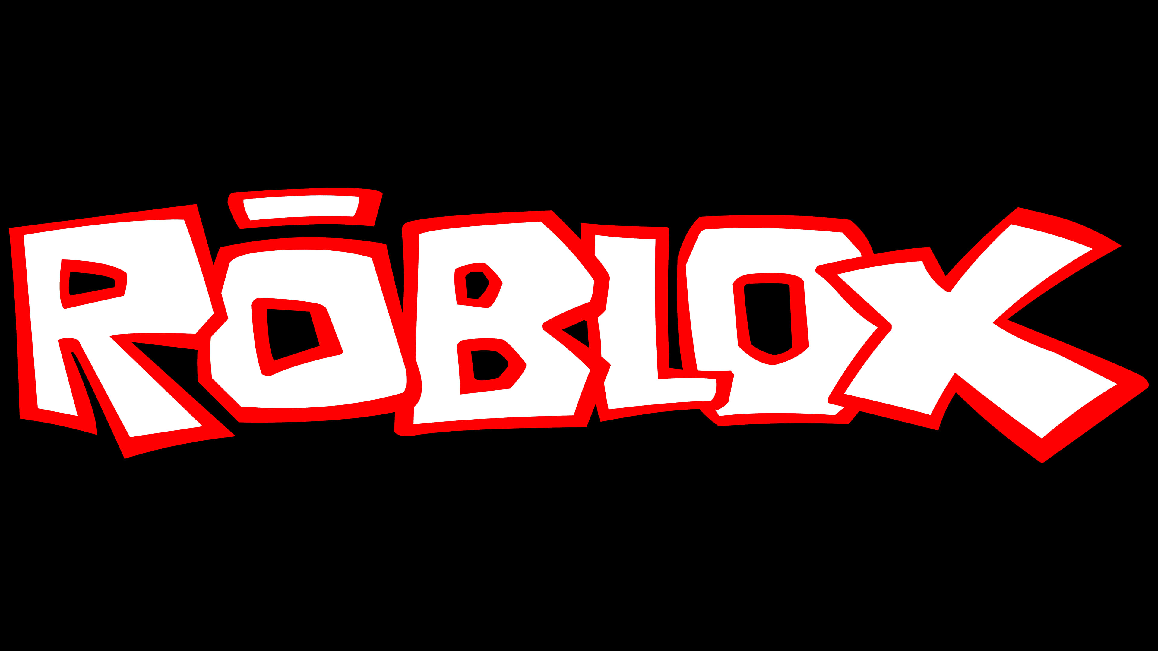 Roblox logo, white, red outline, 4K Desktop Wallpaper