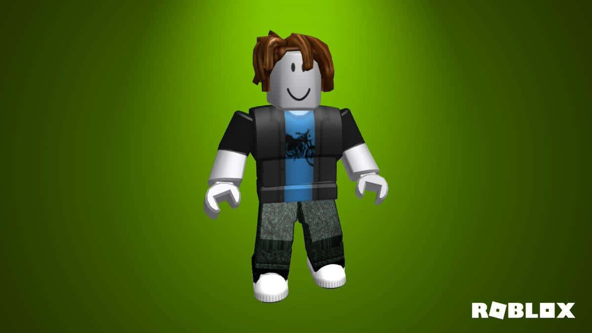 Roblox, brown hair, blue shirt, SD Desktop Wallpaper