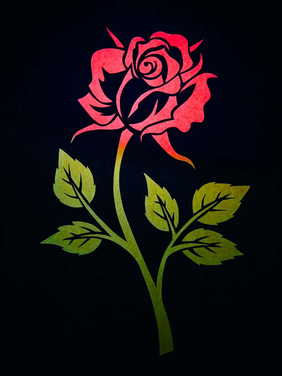 cool rose, red rose, green stem, SD Phone Wallpaper