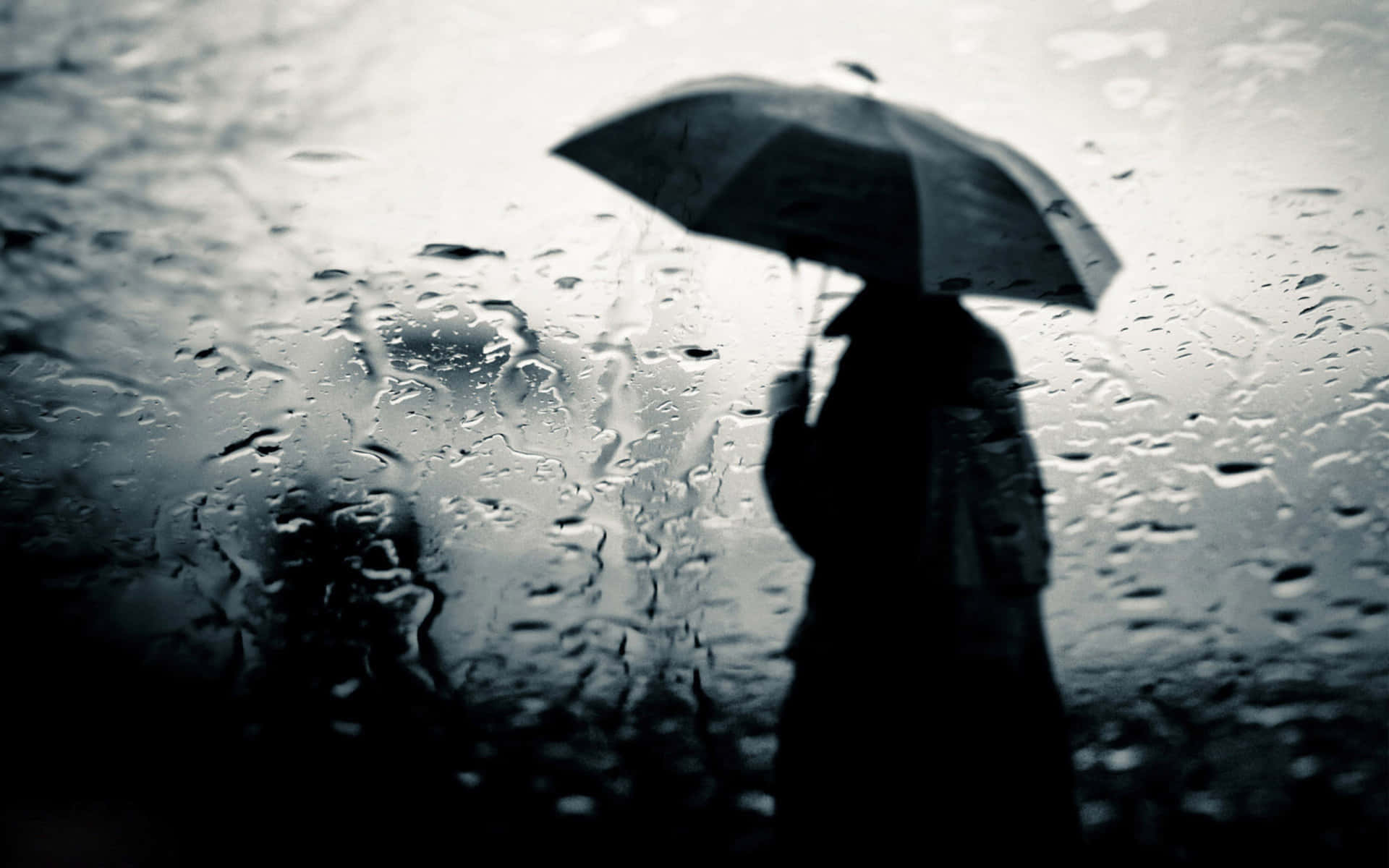 Cool Sad Boy, umbrella, rain-slicked window, Full HD Desktop Wallpaper