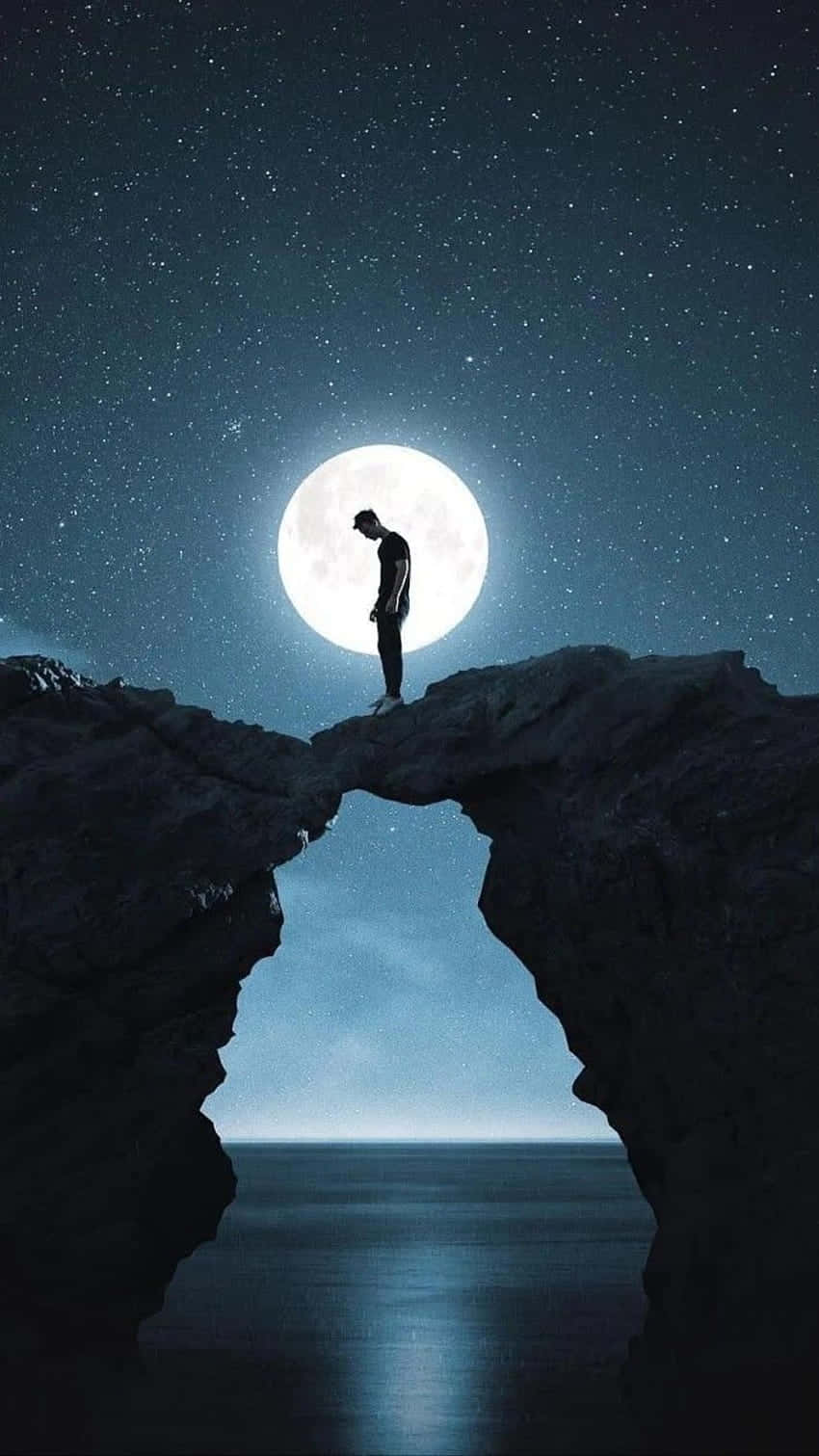 Cool Sad Boy, cliff, rock arch, HD Phone Wallpaper