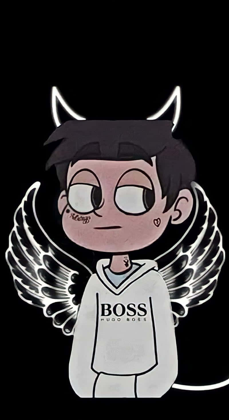 Cool Sad Boy, devil horns, angel wings, HD Phone Wallpaper